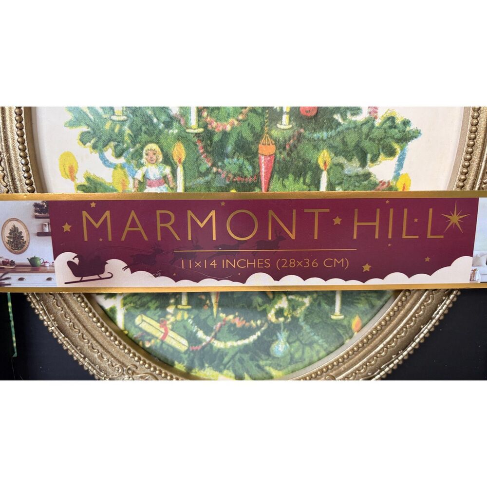 Viral Marmont Hill Vintage Style Christmas Oval Gold Framed - Picture 2 of 5